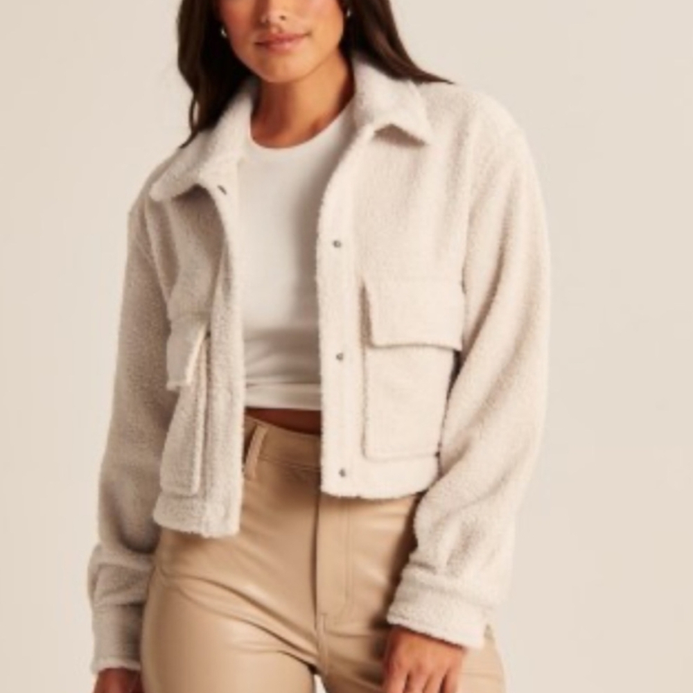 Abercrombie Cropped Sherpa Shirt Jacket